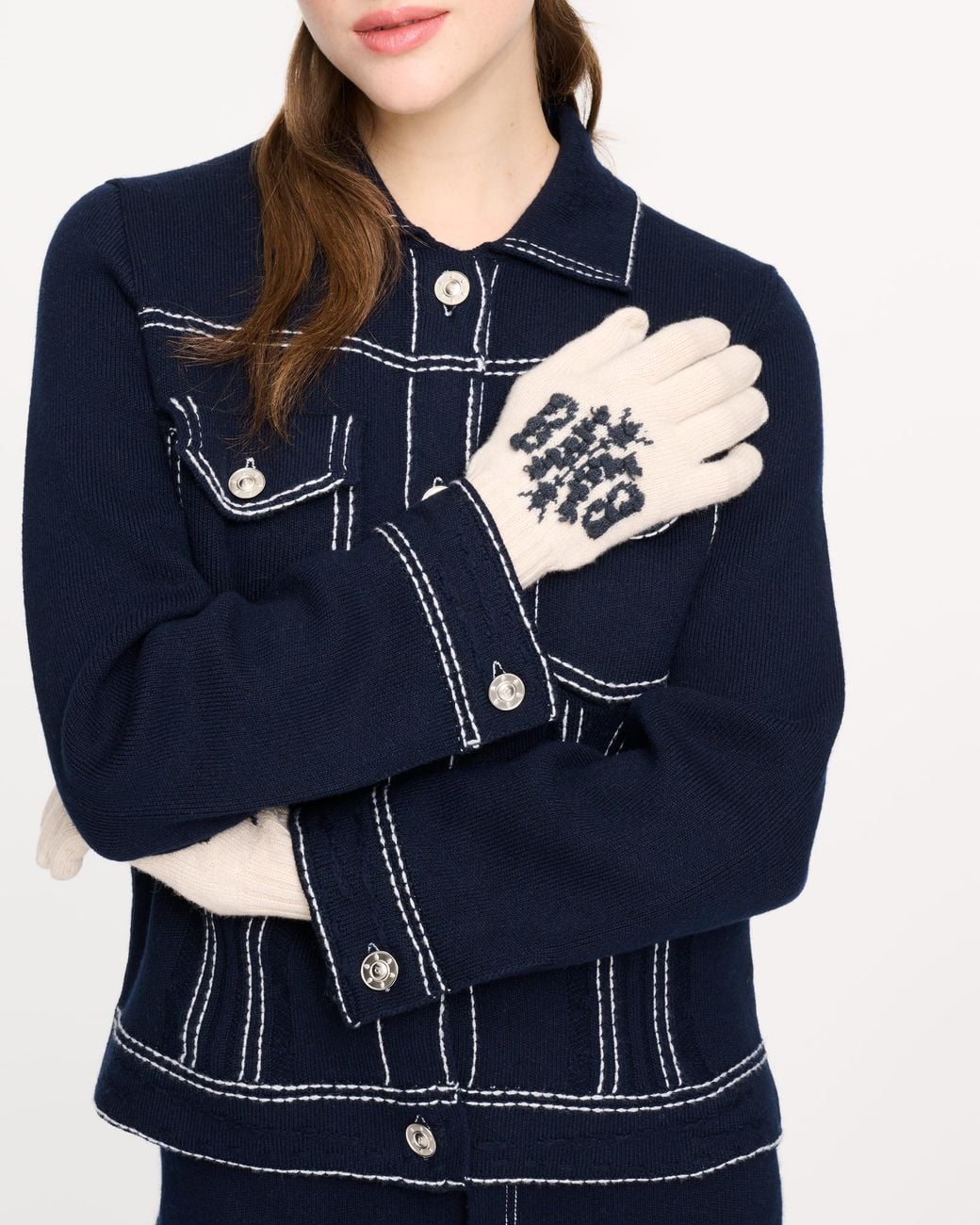 Barrie Blue Cashmere Gloves