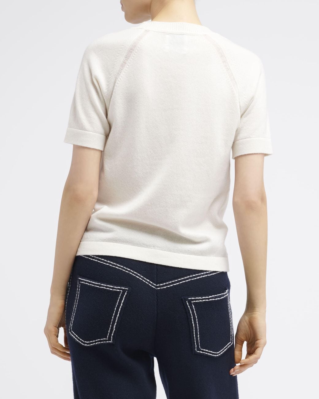 Barrie White Cashmere Short Sleeved Top