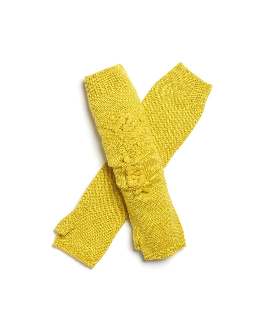 Barrie Yellow Cashmere Fingerless Gloves