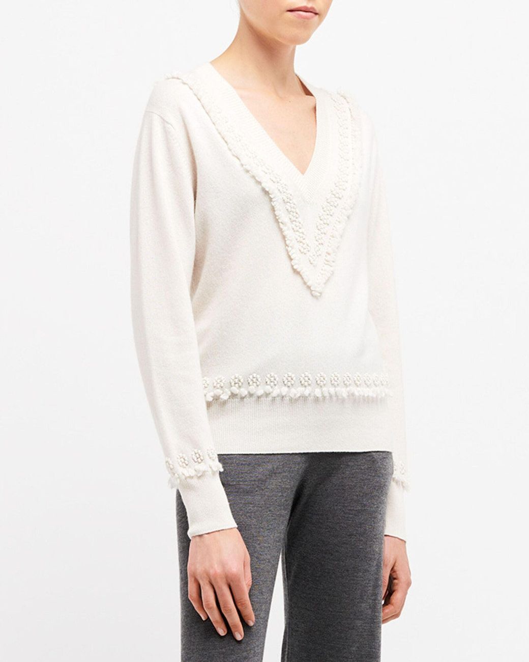 Barrie White Timeless V-Neck Cashmere Jumper