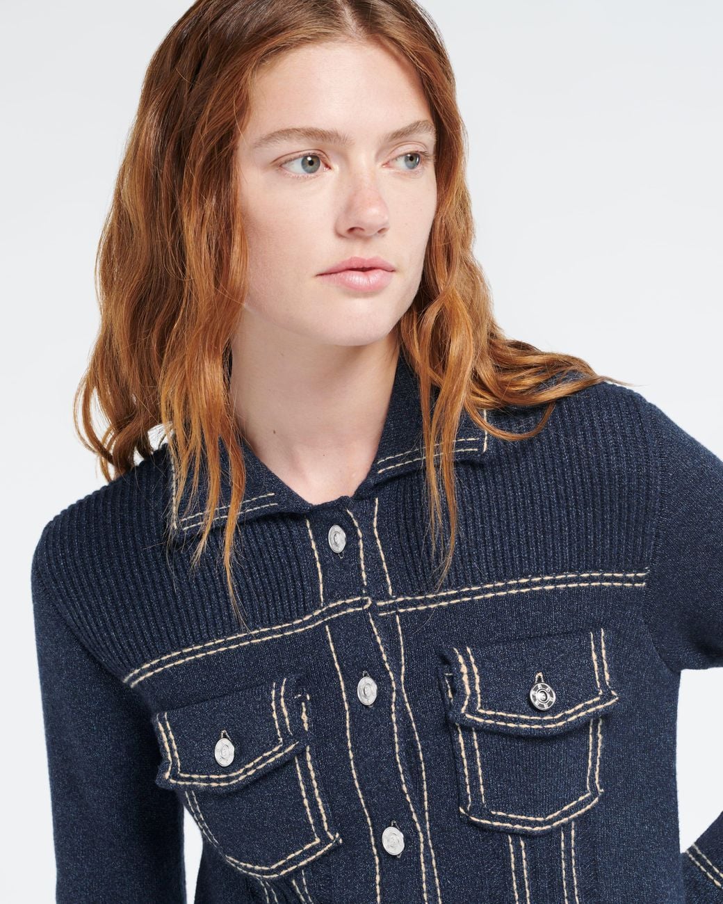 Barrie Blue Denim Fitted Cashmere And Cotton Jacket