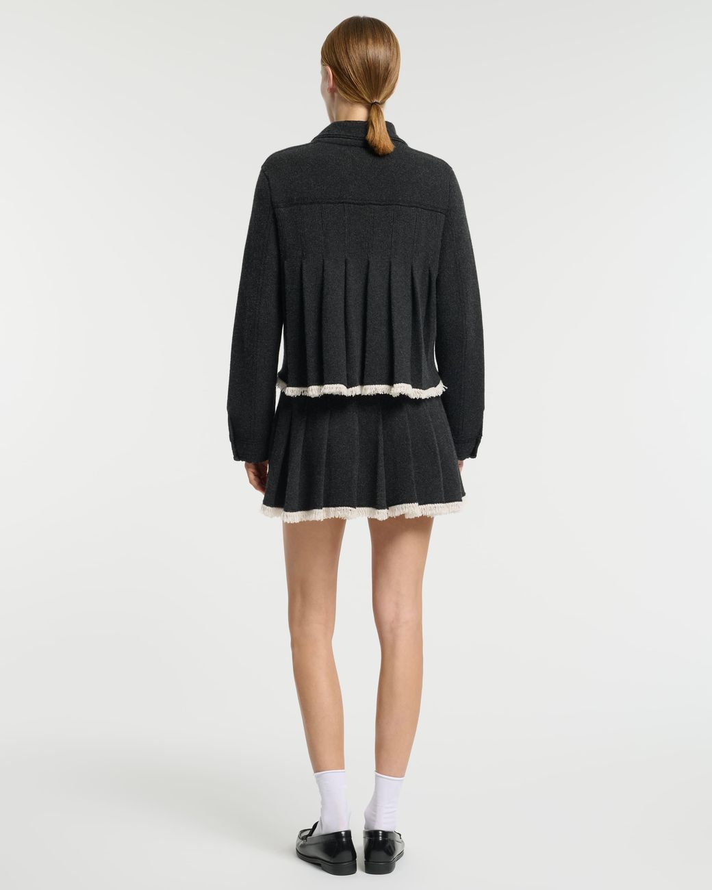 Barrie Black Denim Jacket With Pleated Back In Cashmere And Cotton