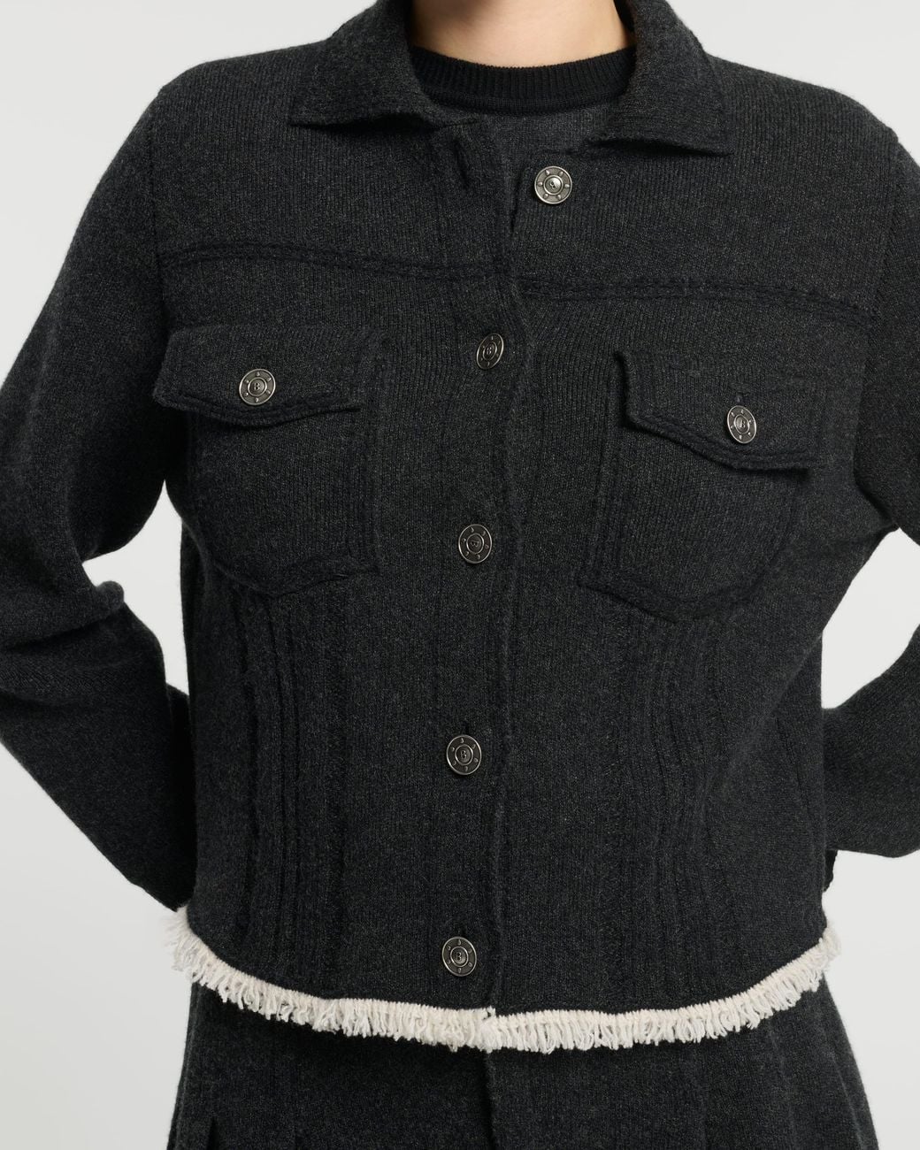 Barrie Black Denim Jacket With Pleated Back In Cashmere And Cotton