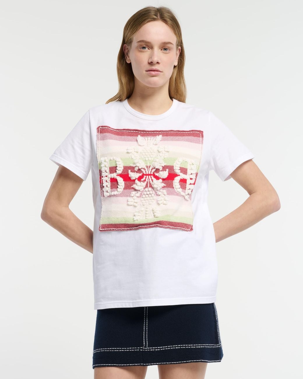 Barrie Pink Striped T-Shirt With Logo Cashmere Patch