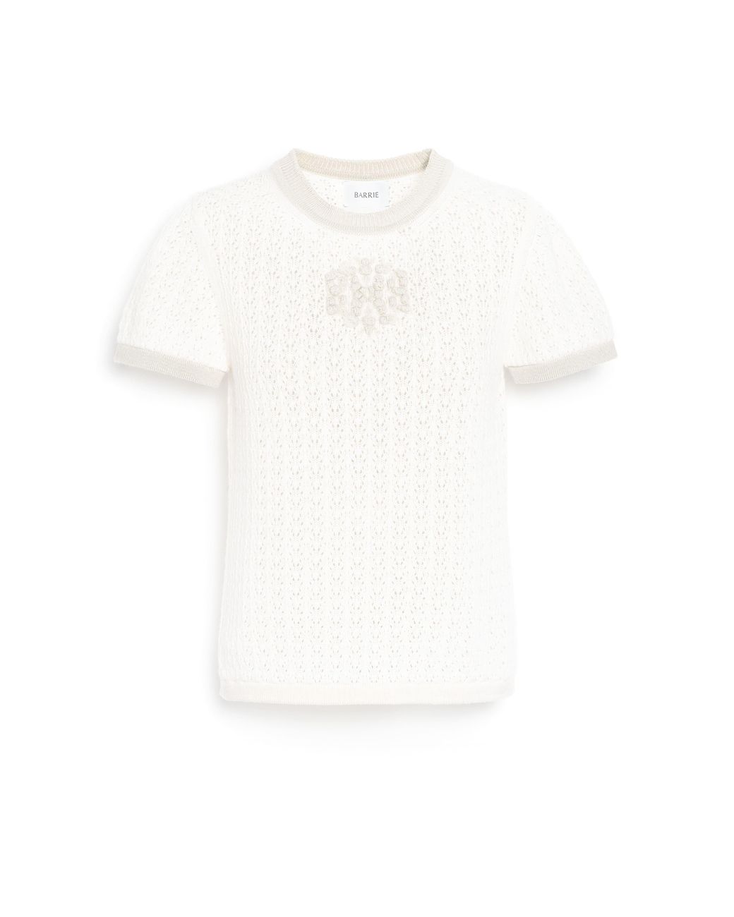Barrie White Cashmere Lace Top With B Logo