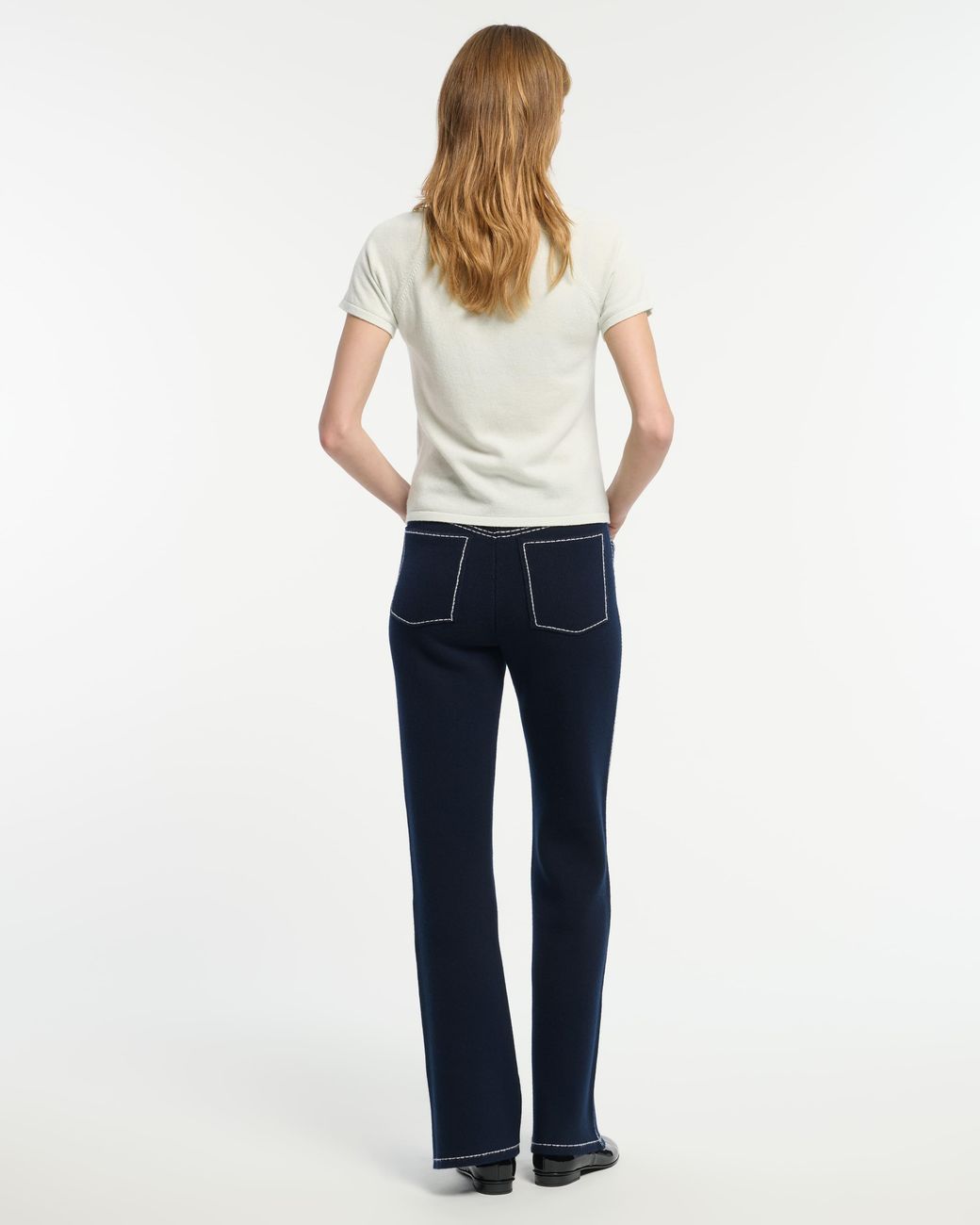 Barrie White Cashmere Top With Floral Motif