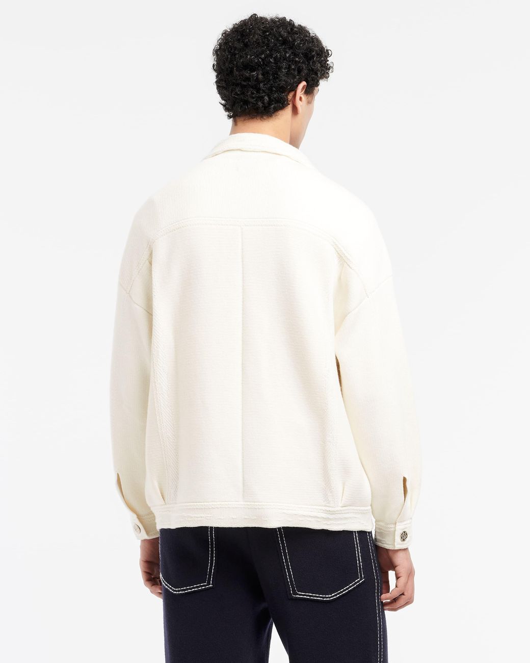 Barrie White Denim Oversized Cashmere And Cotton Jacket for men