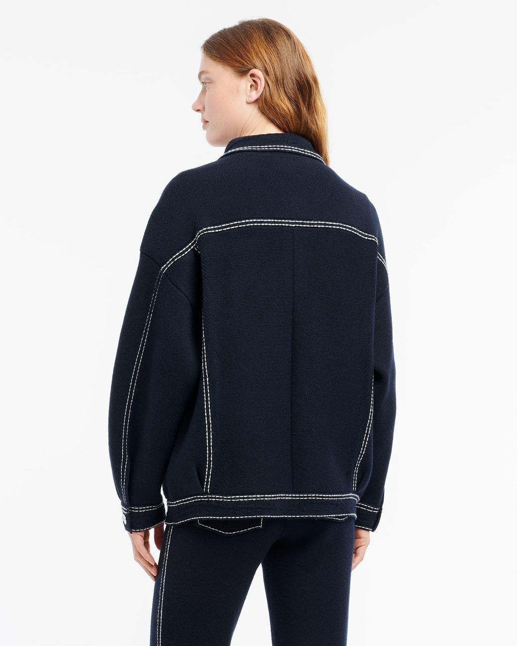 Barrie Blue Denim Oversized Cashmere And Cotton Jacket