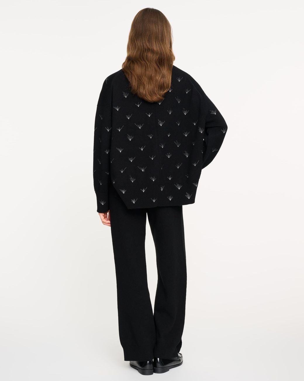 Barrie Black Oversize Round-Neck Sweater