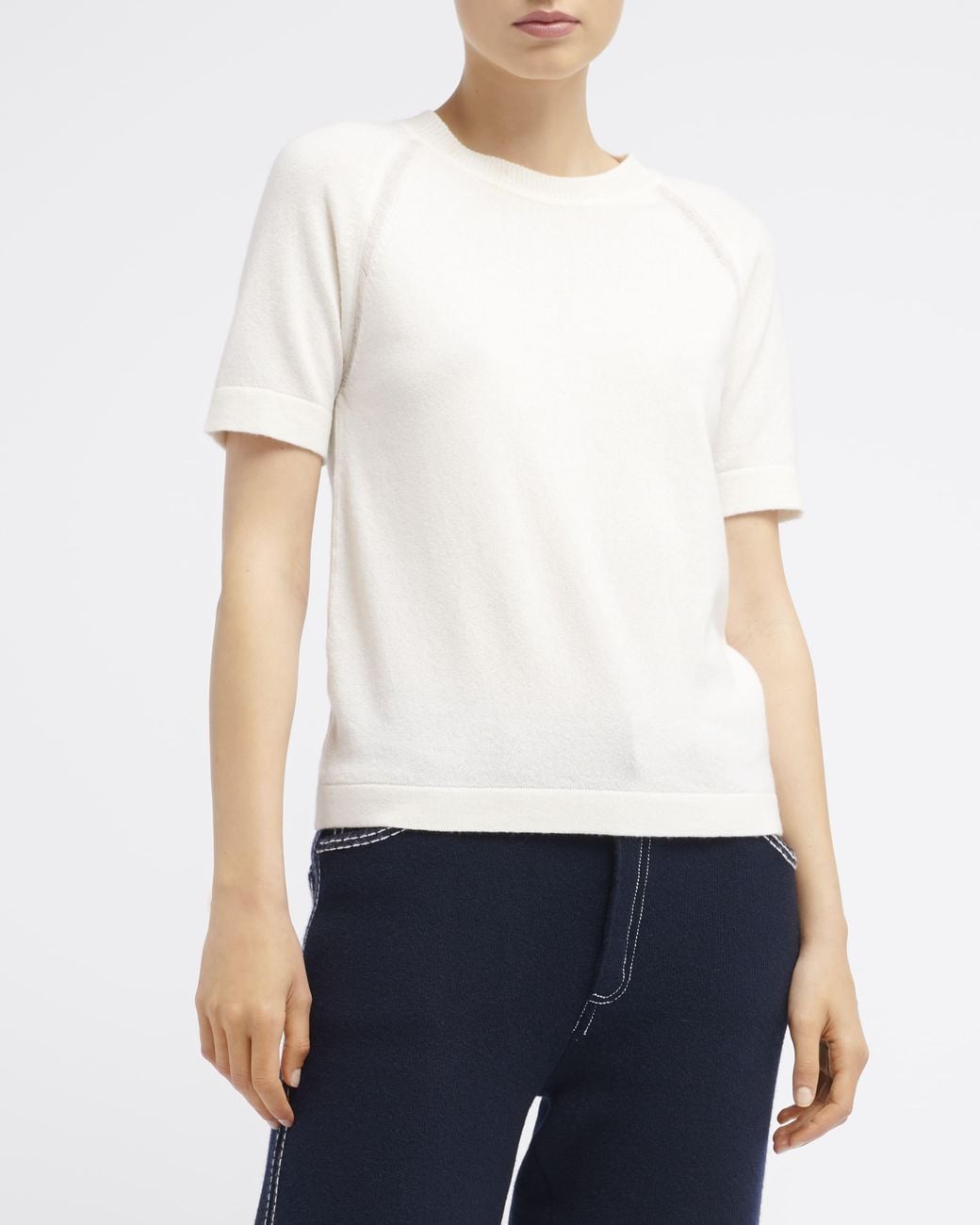 Barrie White Cashmere Short Sleeved Top