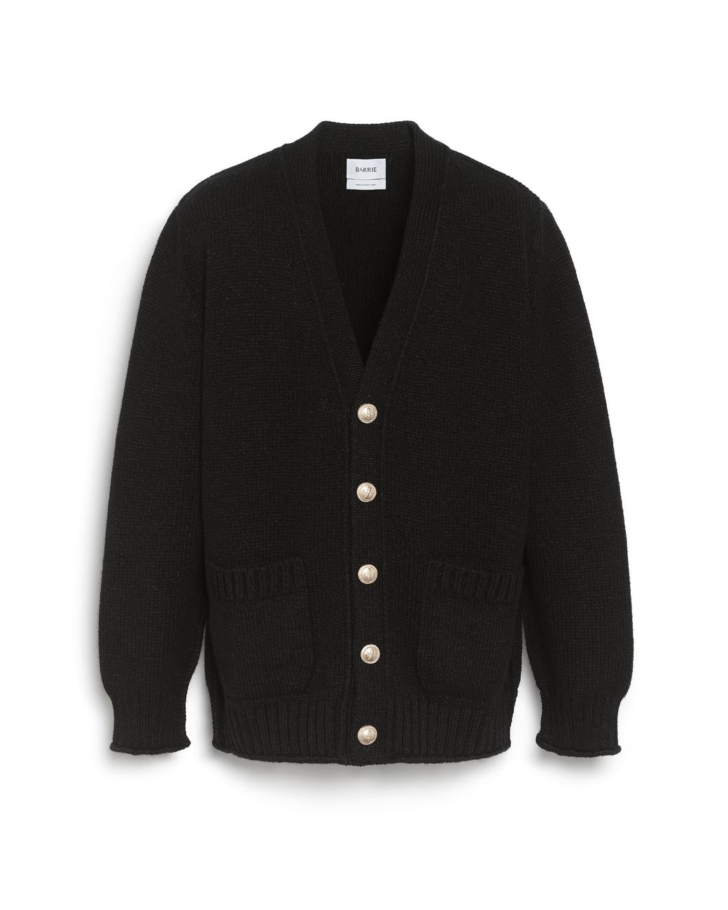 Barrie Black Chunky Cashmere Cardigan With Buttons for men