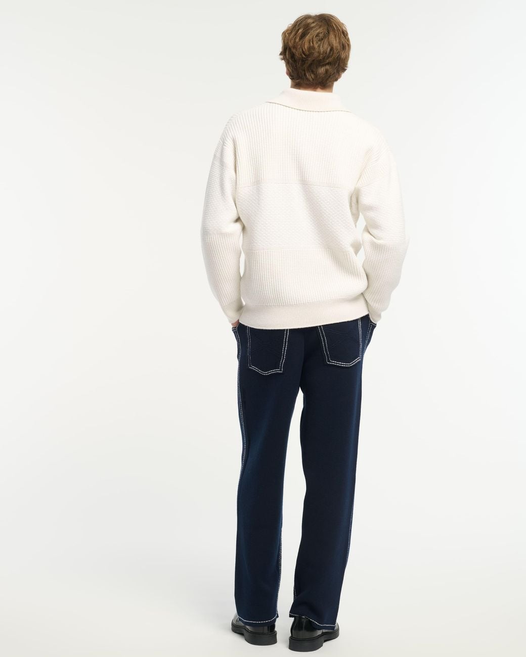 Barrie White Waffle-Effect Cashmere Polo Shirt for men