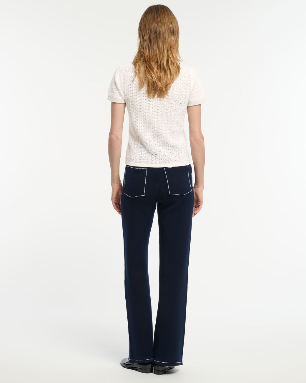 Barrie White Cashmere Lace Top With B Logo