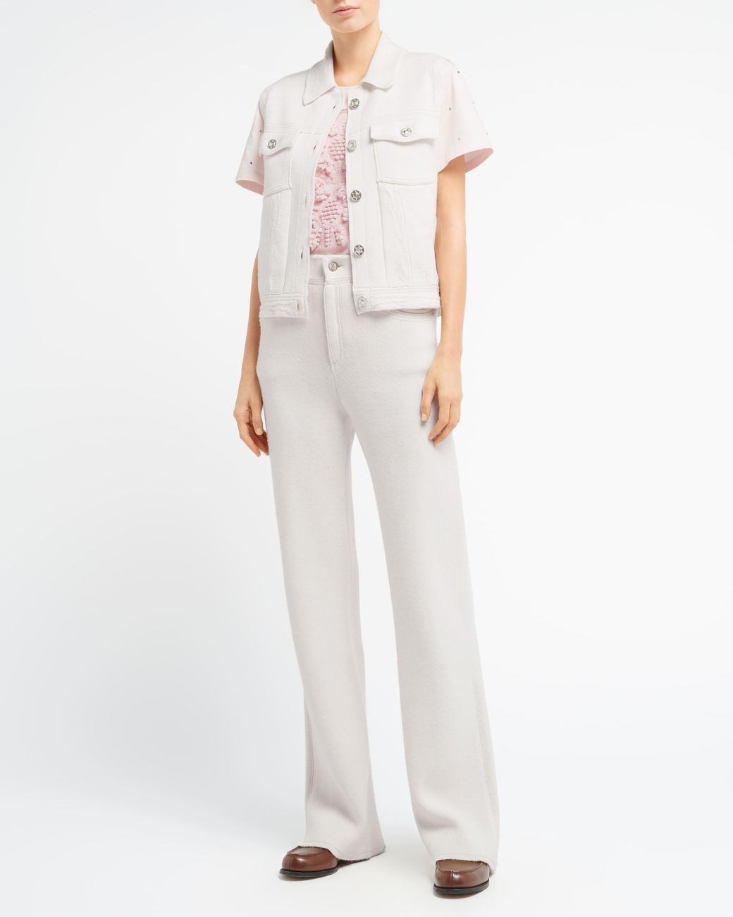 Barrie White Oversized Sleeveless Denim Jacket In Cashmere And Cotton