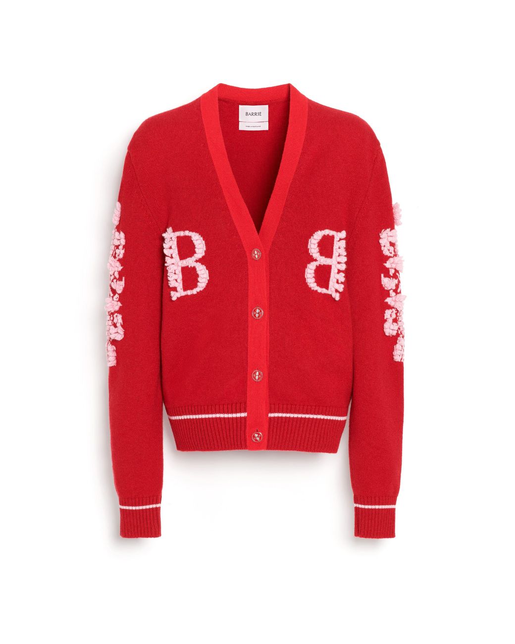 Barrie Red Cashmere B Logo V-Neck Cardigan