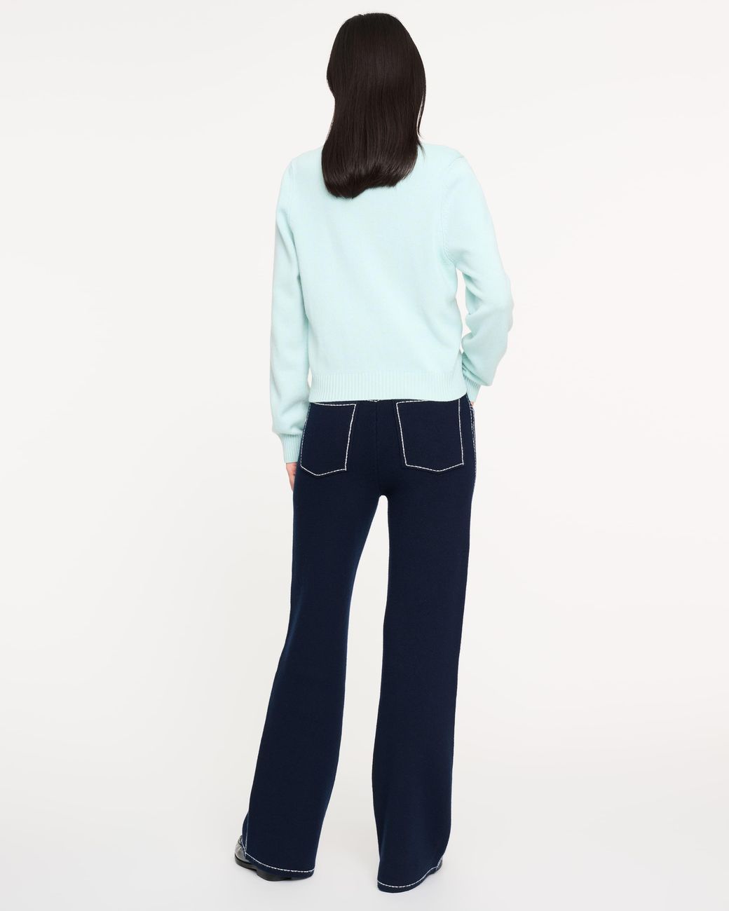 Barrie Blue Thistle Motif Cashmere Cardigan