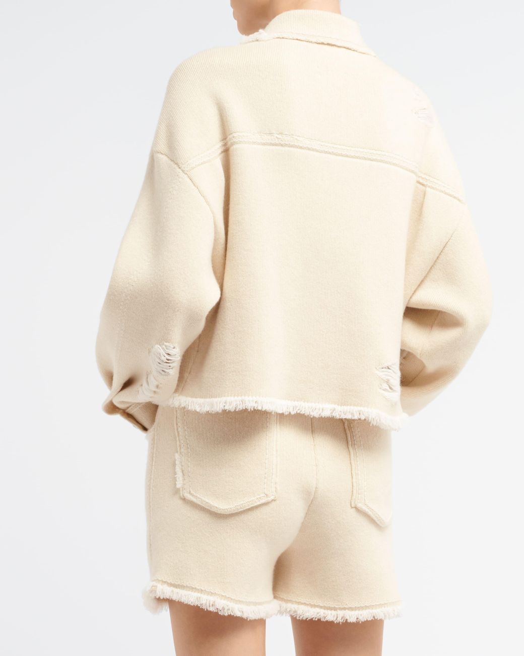 Barrie Natural Denim Fringed Cashmere And Cotton Jacket