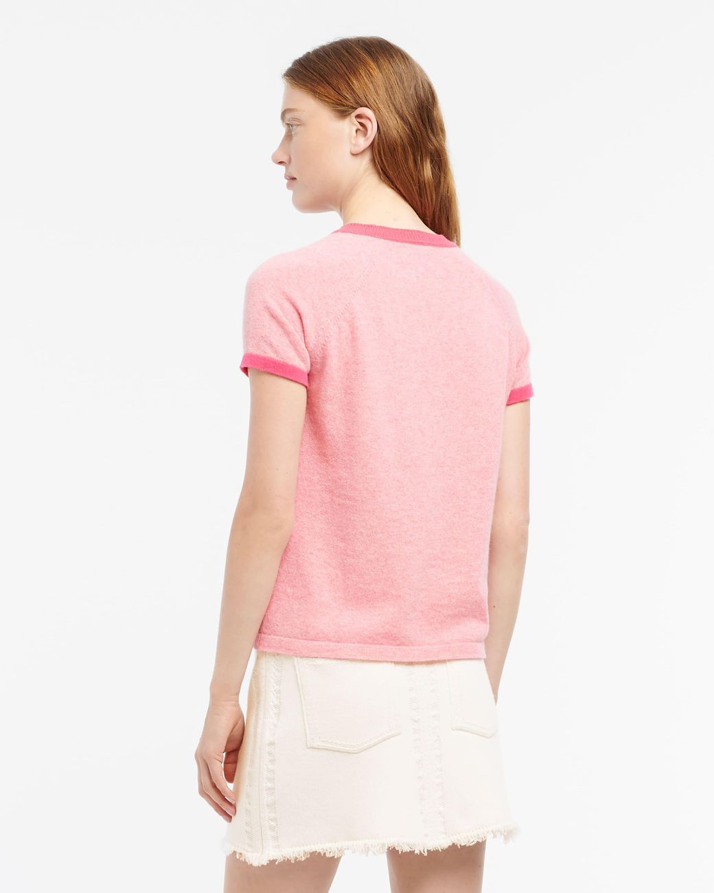 Barrie Pink Mottled Cashmere Top With B Logo