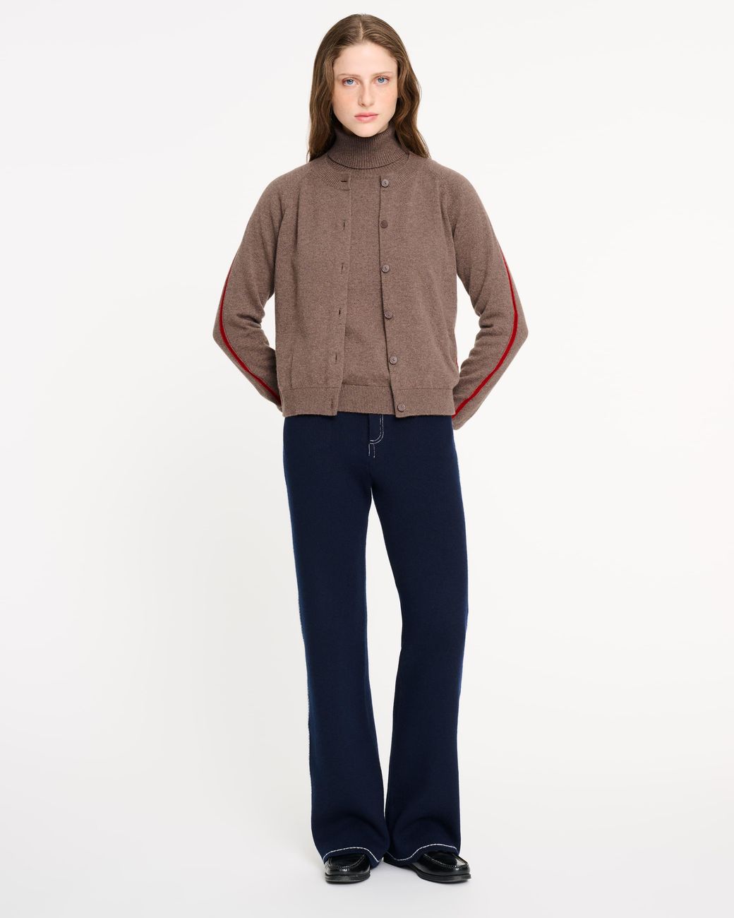 Barrie Brown Cashmere Roll-Neck Sweater With Graphic Line