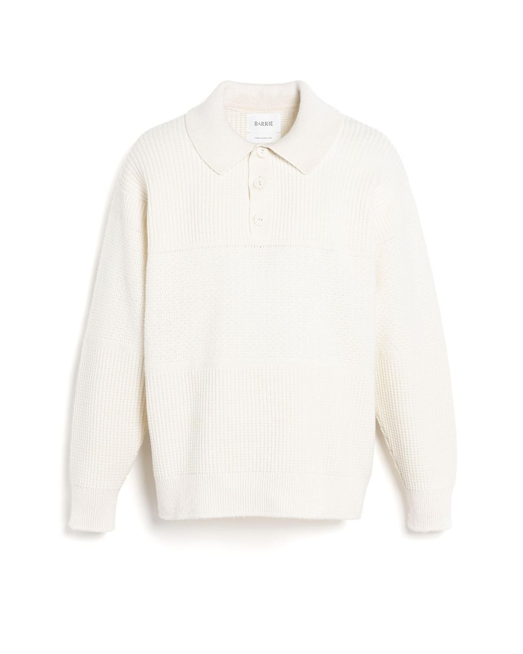 Barrie White Waffle-Effect Cashmere Polo Shirt for men