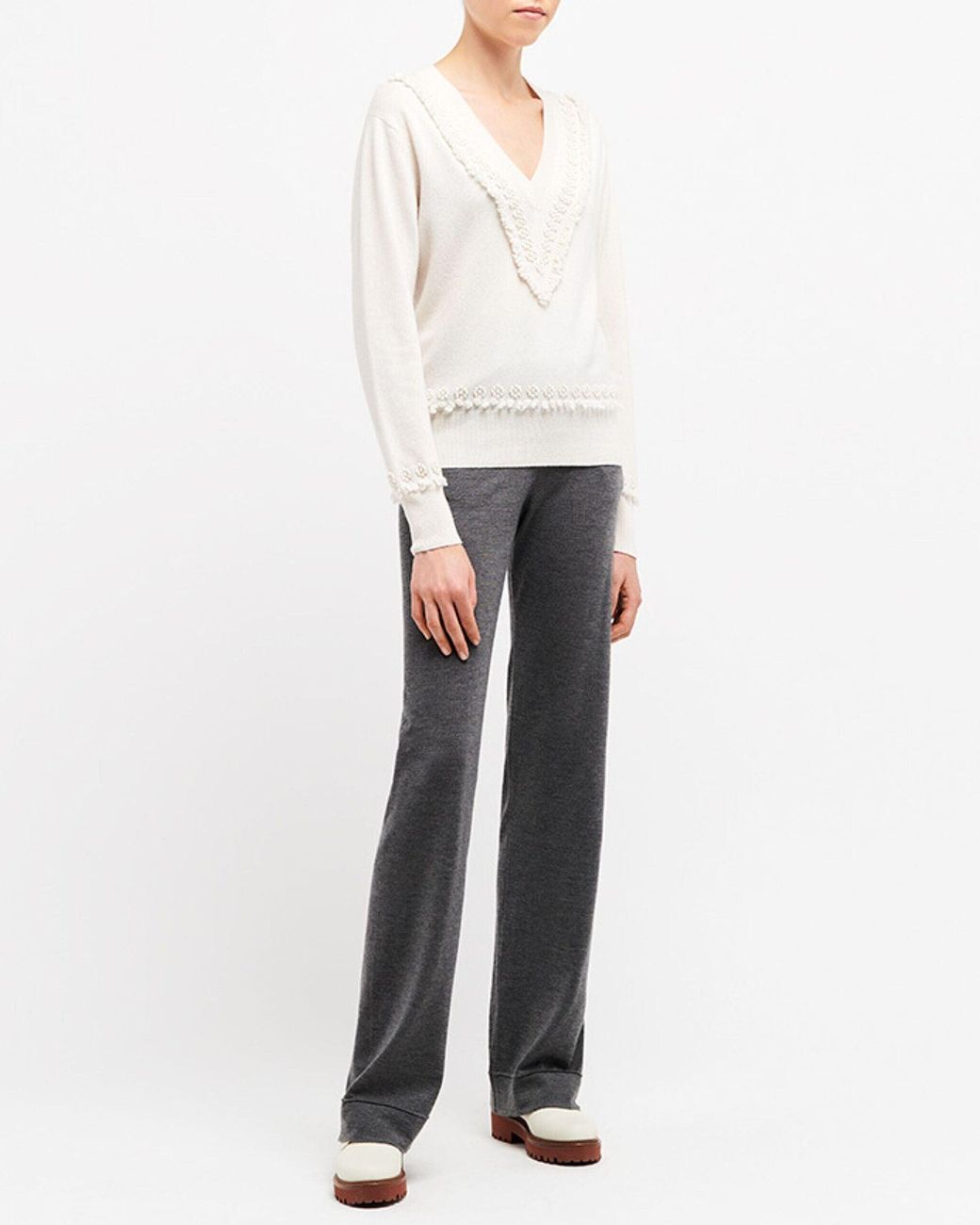 Barrie White Timeless V-Neck Cashmere Jumper