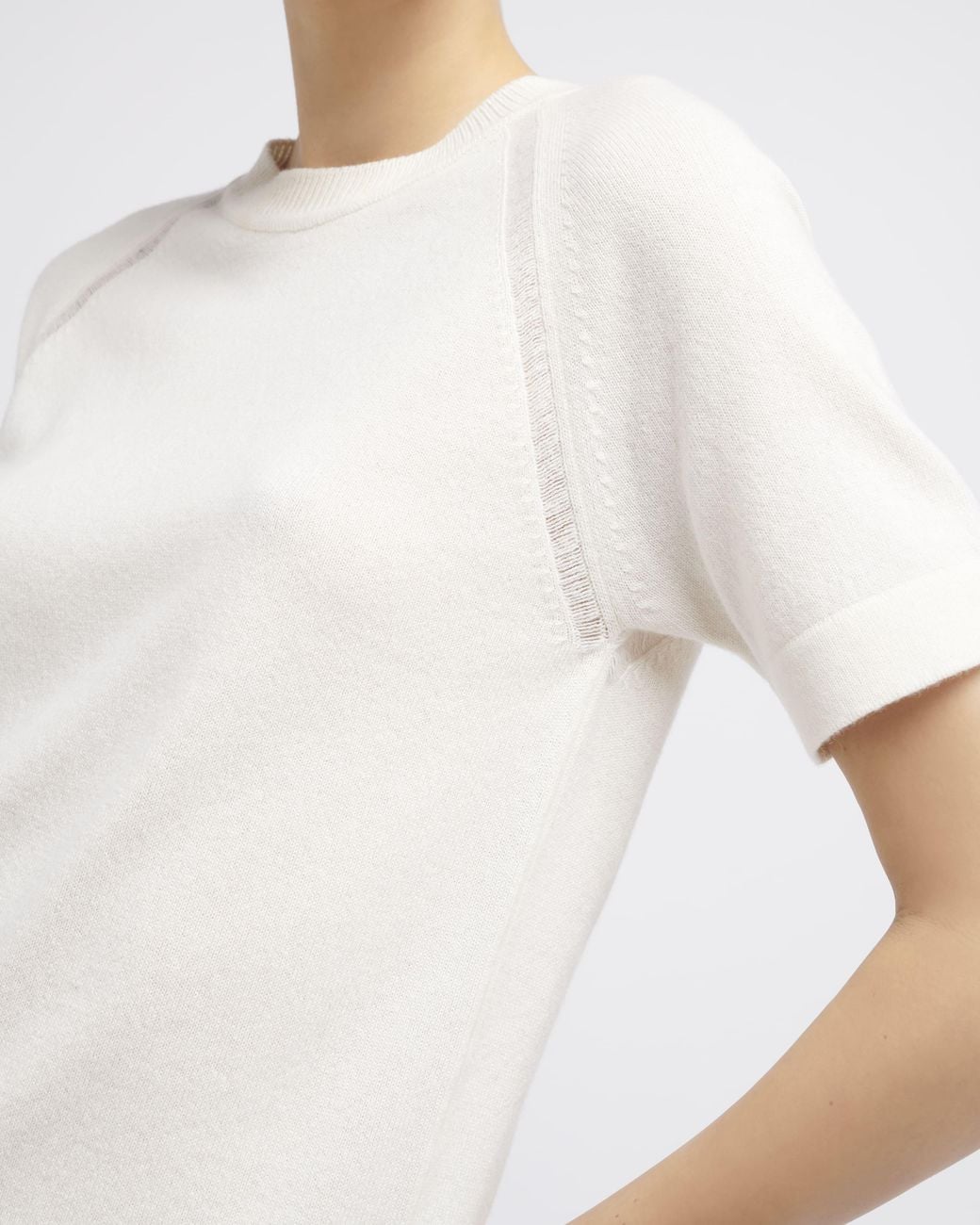 Barrie White Cashmere Short Sleeved Top