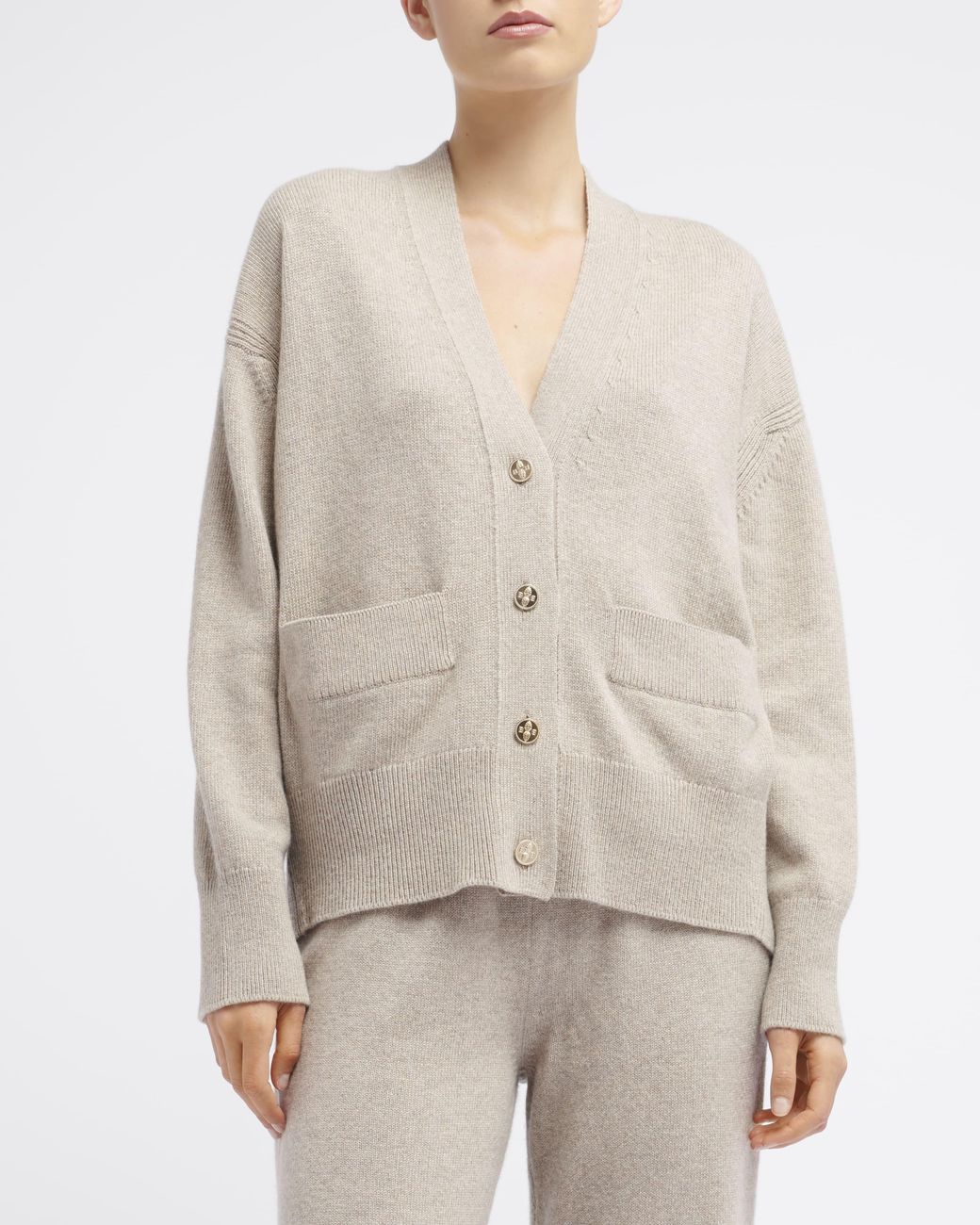 Barrie Natural Iconic Cashmere Cardigan