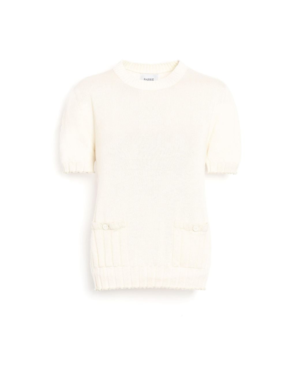Barrie White Lightweight Cashmere And Cotton Top With Ribbed Detailing