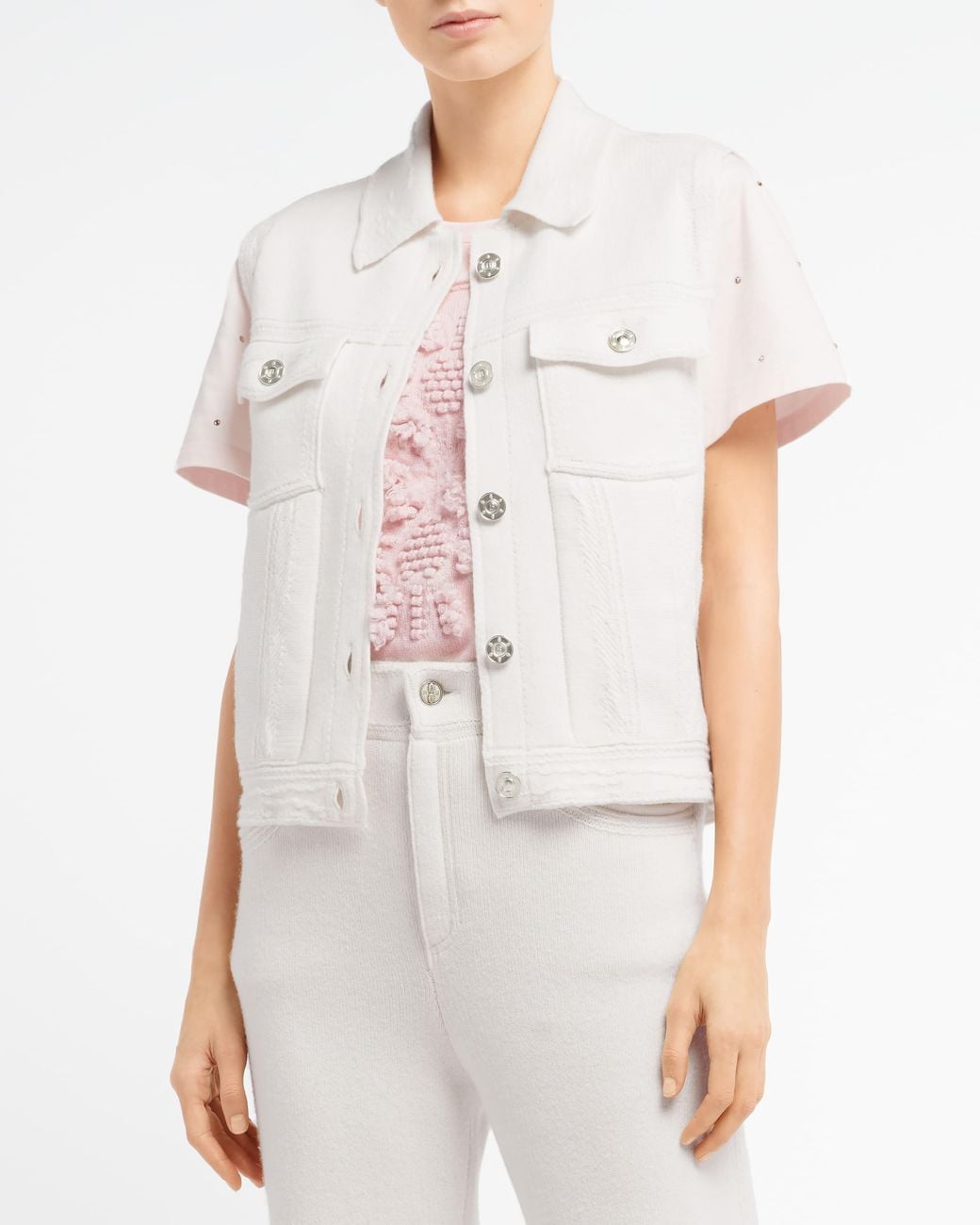 Barrie White Oversized Sleeveless Denim Jacket In Cashmere And Cotton