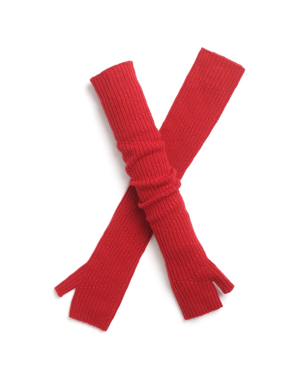 Barrie Red Long Cashmere Fingerless Gloves
