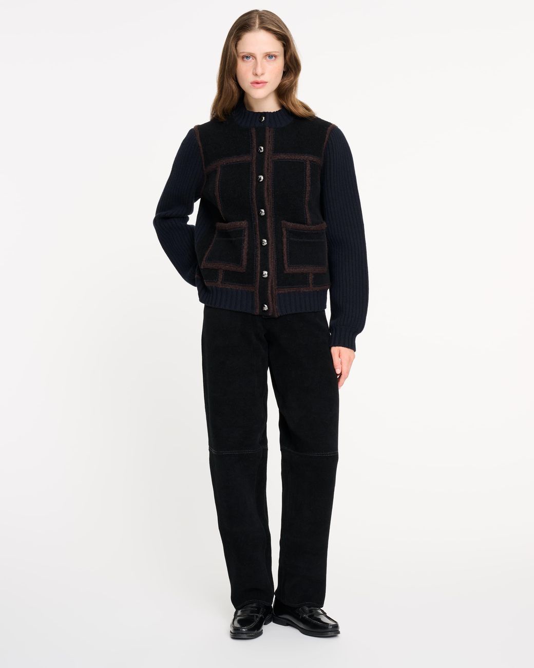 Barrie Black Cashmere And Cotton Shearling Jacket