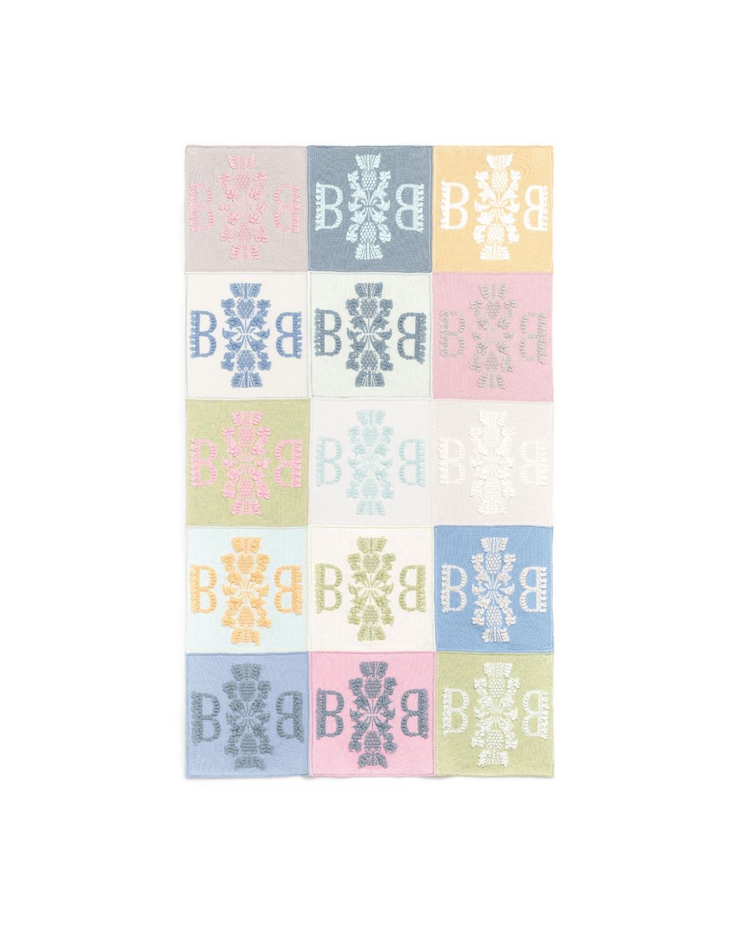 Barrie Gray B Logo Cashmere Patchwork Blanket