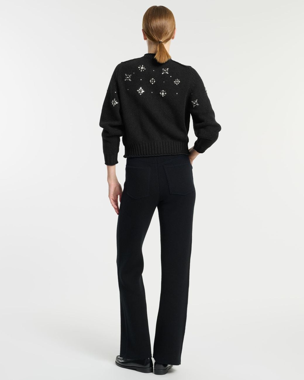 Barrie Black Chunky Cashmere Cardigan With Jewel Detail