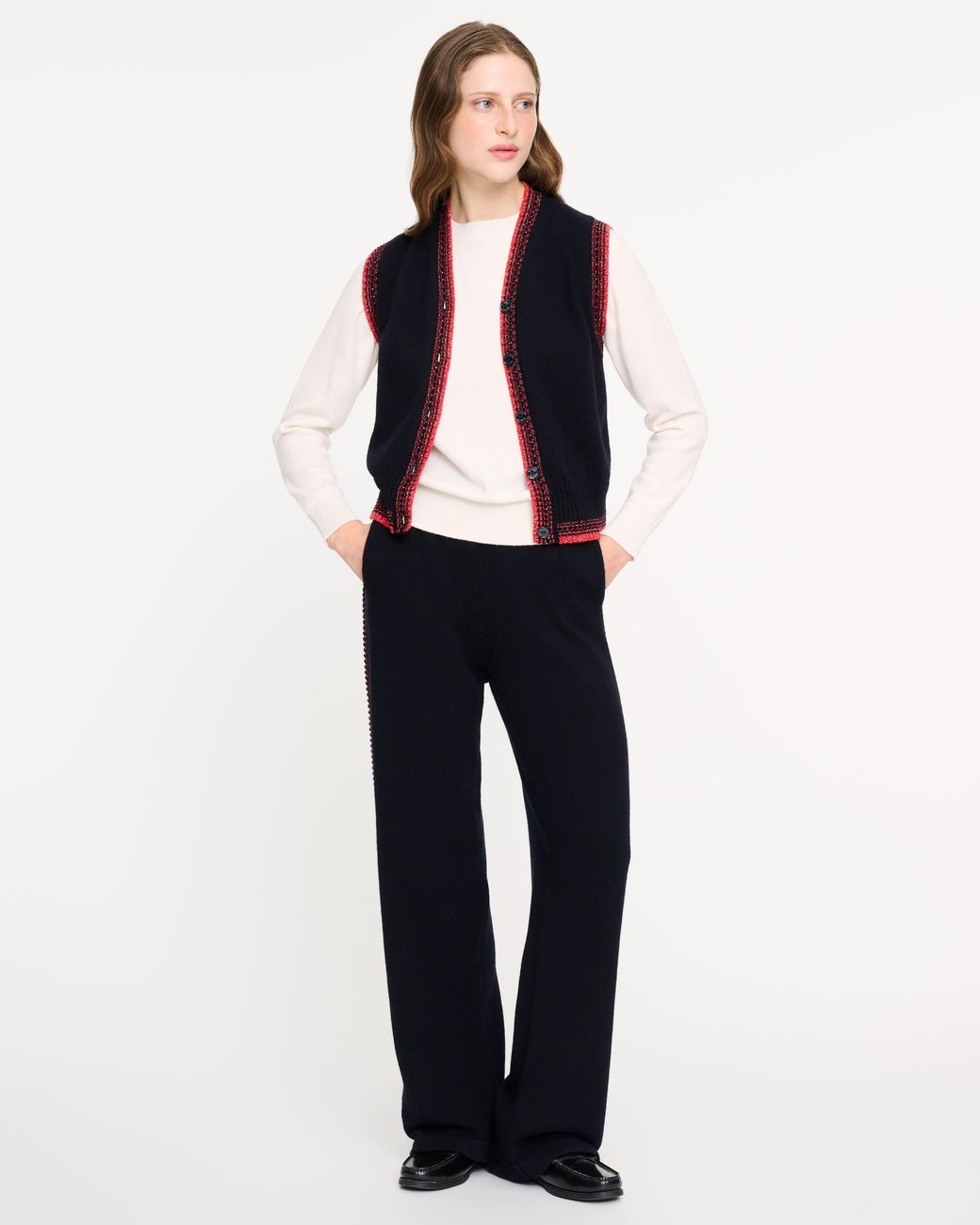 Barrie Blue Sleeveless Cashmere Cardigan
