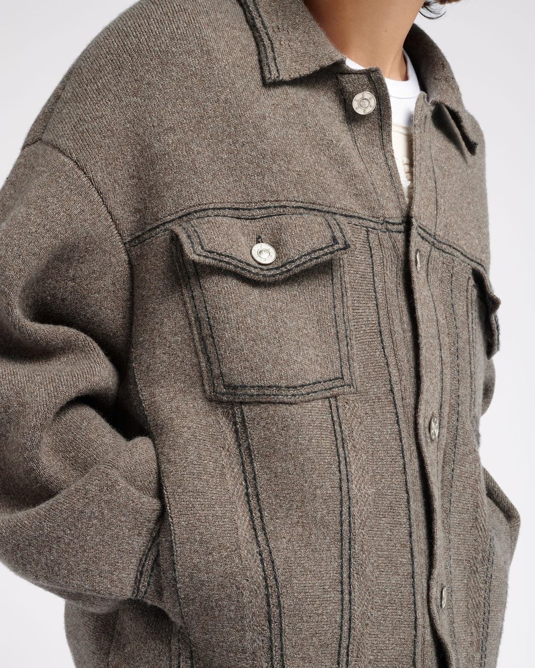 Barrie Gray Denim Oversized Cashmere And Cotton Jacket