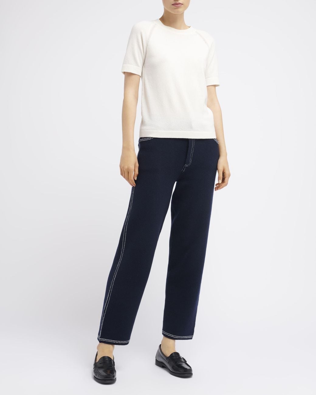 Barrie White Cashmere Short Sleeved Top