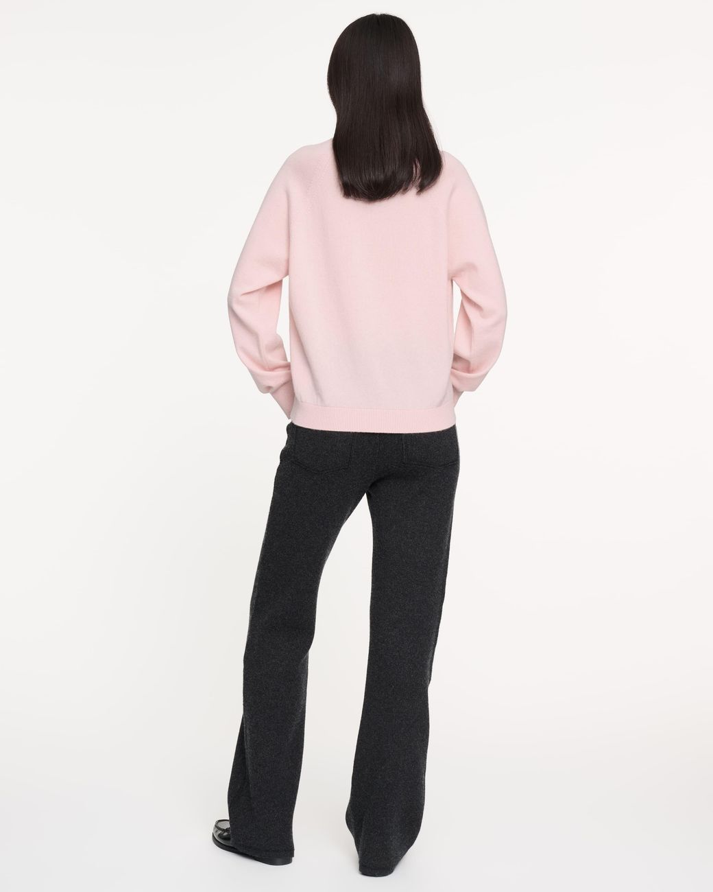 Barrie Pink Cashmere Round-Neck Sweater With Graphic Line