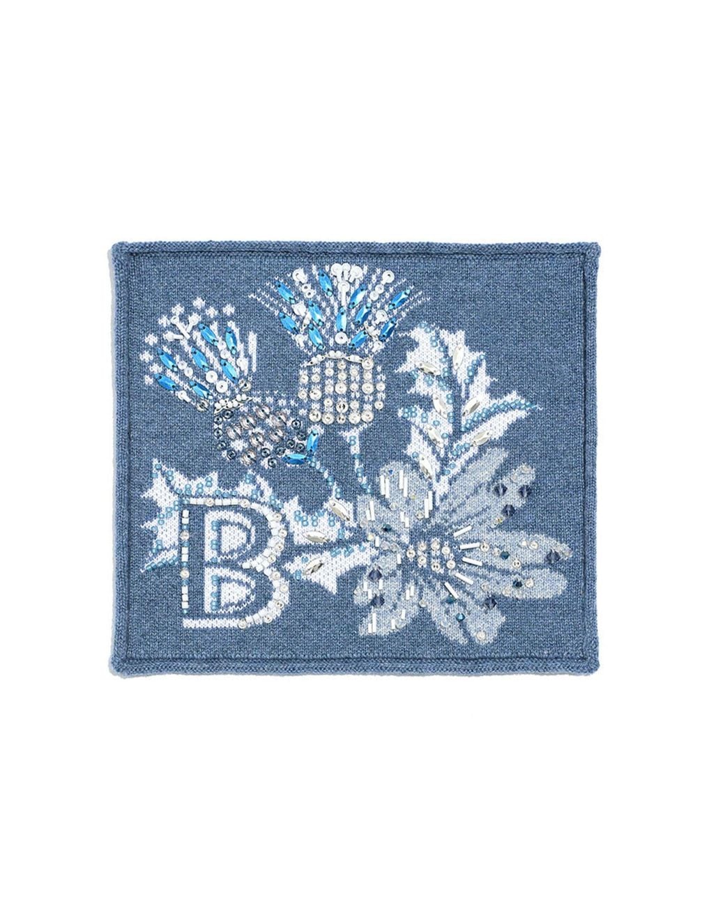 Barrie Blue Cashmere And Cotton Embroidered Patch
