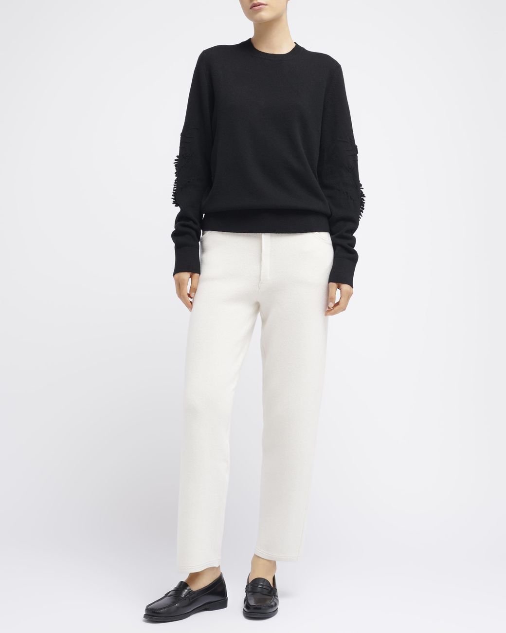 Barrie Black Timeless Round-Neck Cashmere Jumper