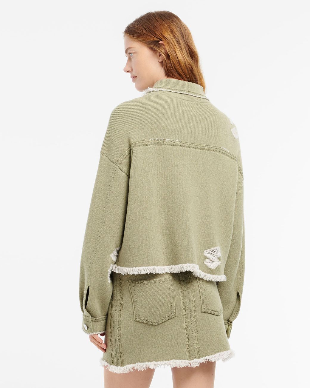 Barrie Green Denim Fringed Cashmere And Cotton Jacket