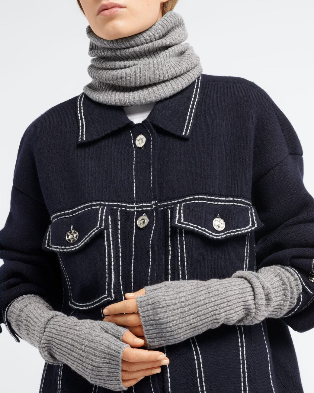 Barrie Gray Long Cashmere Fingerless Gloves