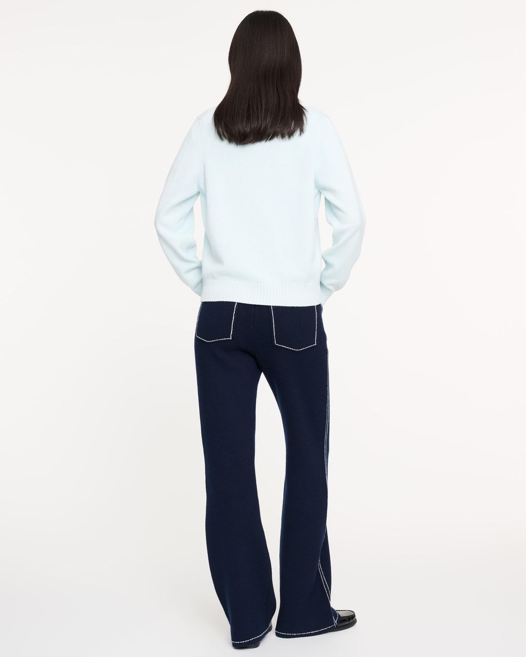 Barrie Blue Marled Cashmere Cardigan With B Logo