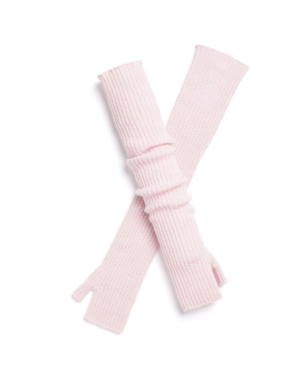 Barrie Pink Long Cashmere Fingerless Gloves