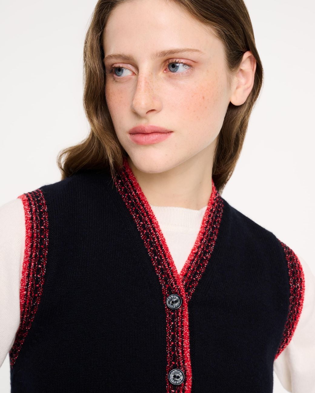 Barrie Blue Sleeveless Cashmere Cardigan