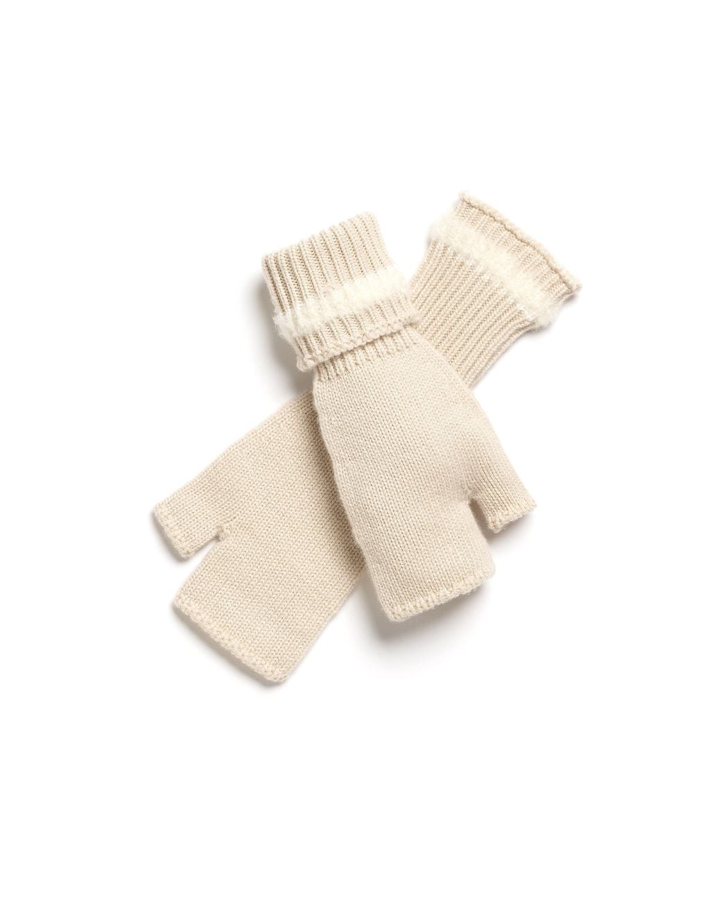 Barrie Natural Shearling-Effect Cashmere Fingerless Gloves