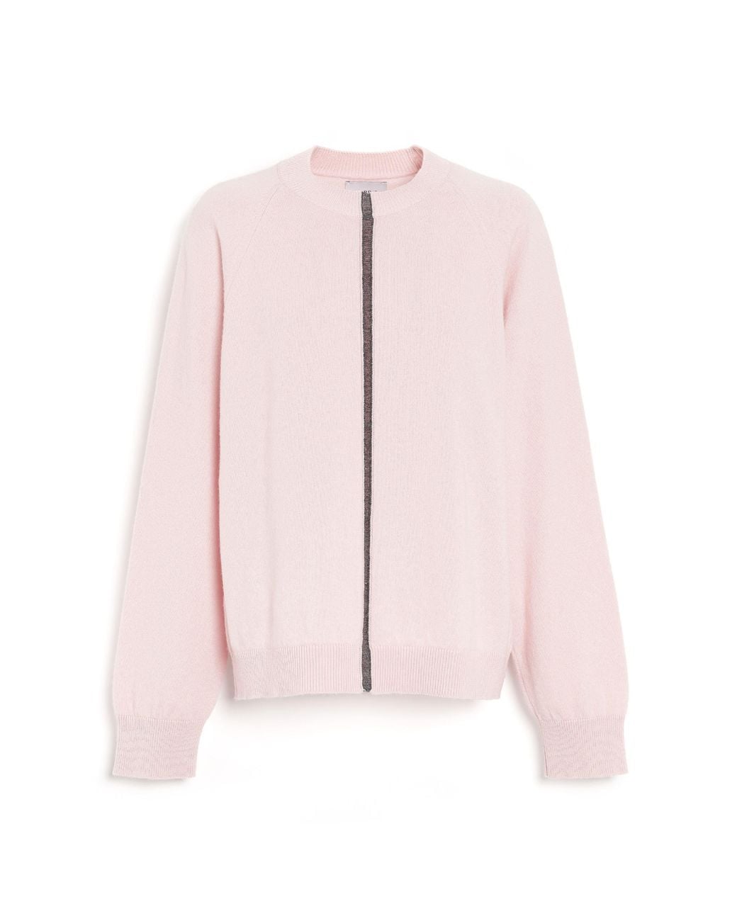 Barrie Pink Cashmere Round-Neck Sweater With Graphic Line