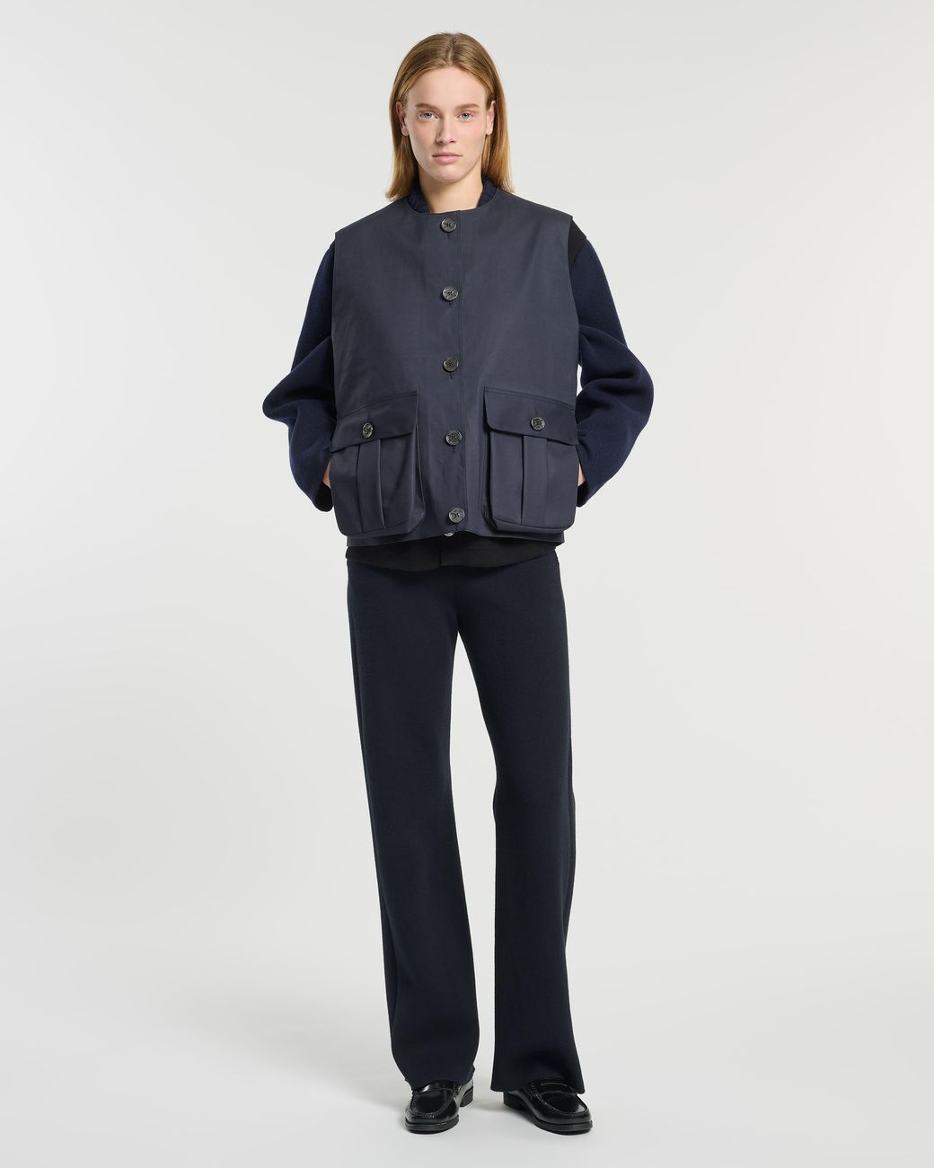 Barrie Blue Sleeveless Rain Jacket