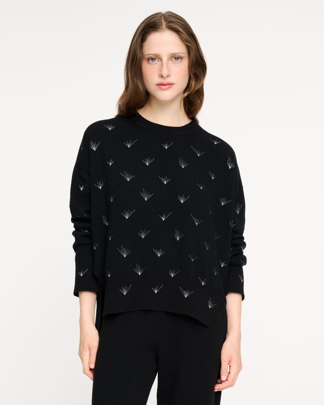 Barrie Black Oversize Round-Neck Sweater