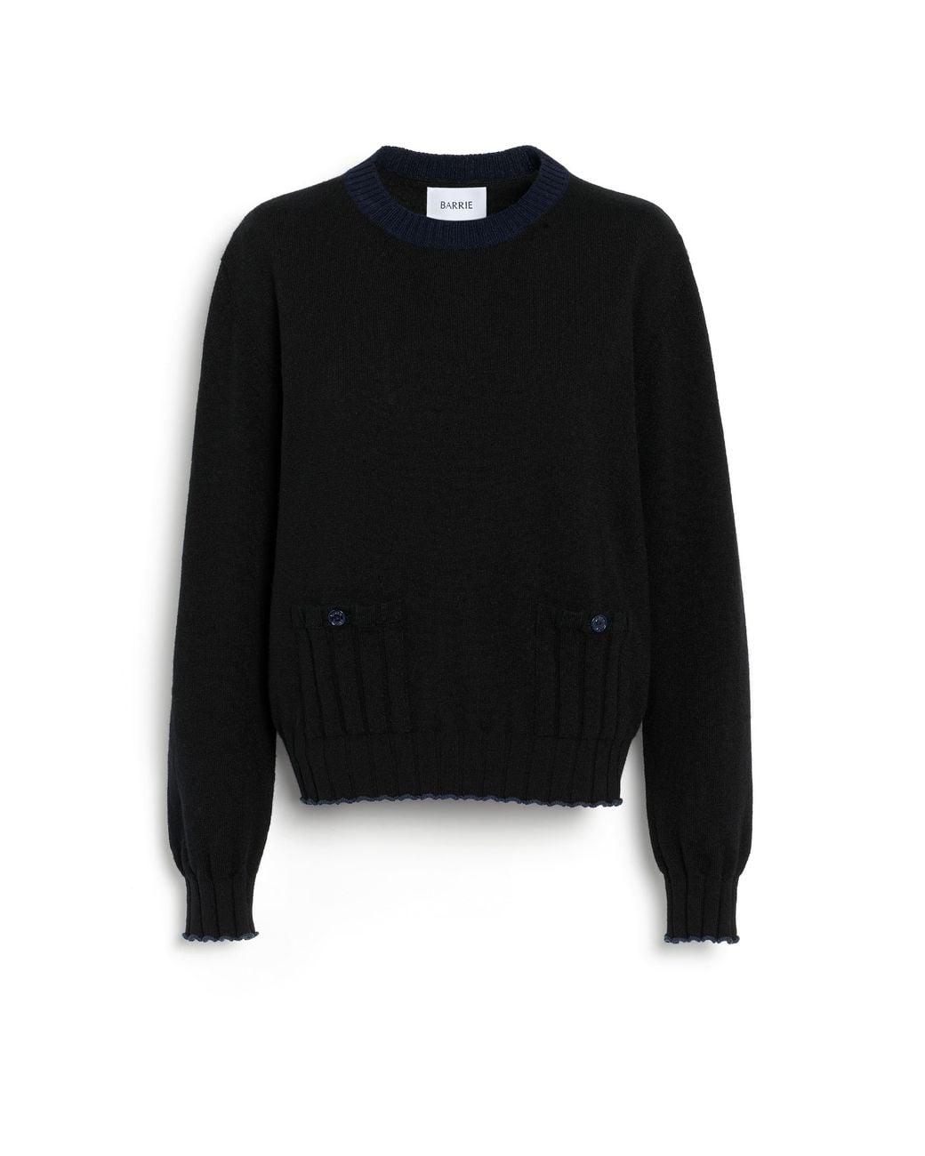 Barrie Black Lightweight Cashmere And Cotton Sweater With Ribbed Detailing