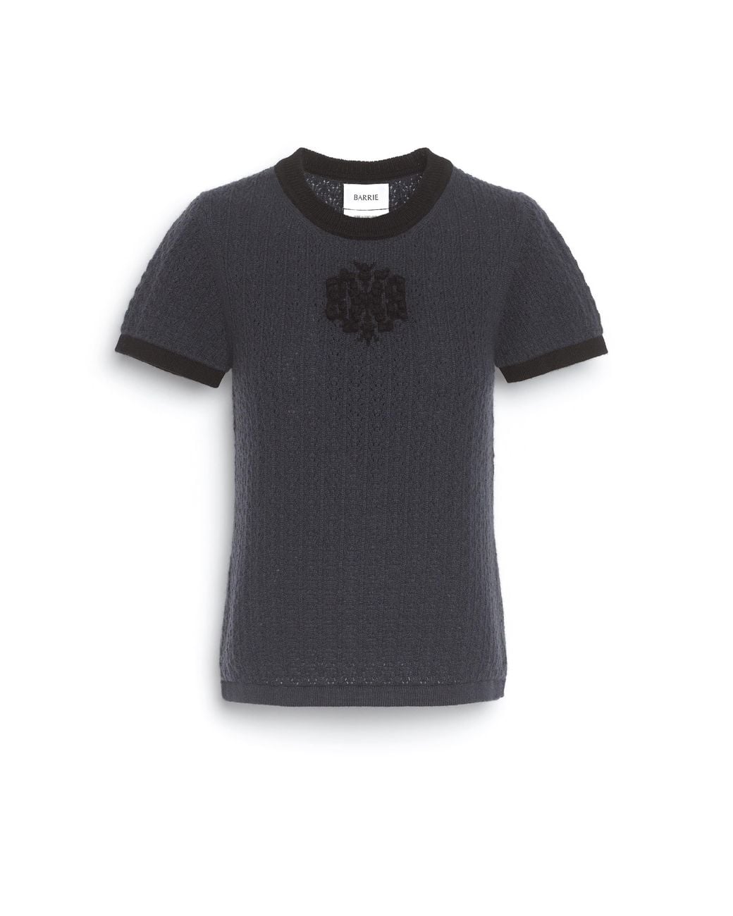 Barrie Black Cashmere Lace Top With B Logo